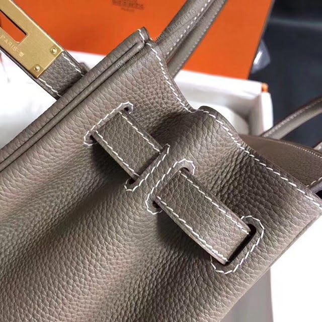 Hermes女包 愛馬仕Birkin Hermes鉑金包 togo小牛皮 大象灰 蠟線半手工縫製  am1713
